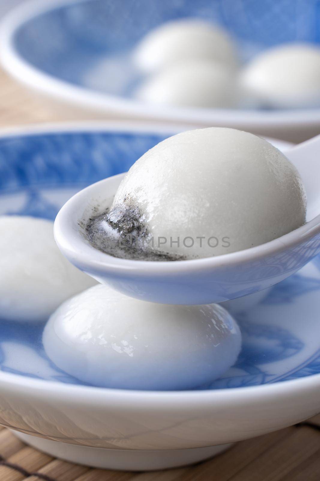 Close up of big tangyuan yuanxiao (glutinous rice dumpling balls) for Winter Solstice festival and Chinese lunar new year food