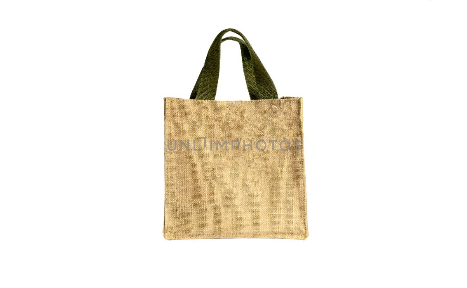 cloth eco bags blank or cotton yarn cloth bags, empty bags and green recycling symbol isolated on white, fabric cloth eco bag green empty template for campaign to use bags to reduce waste plastic