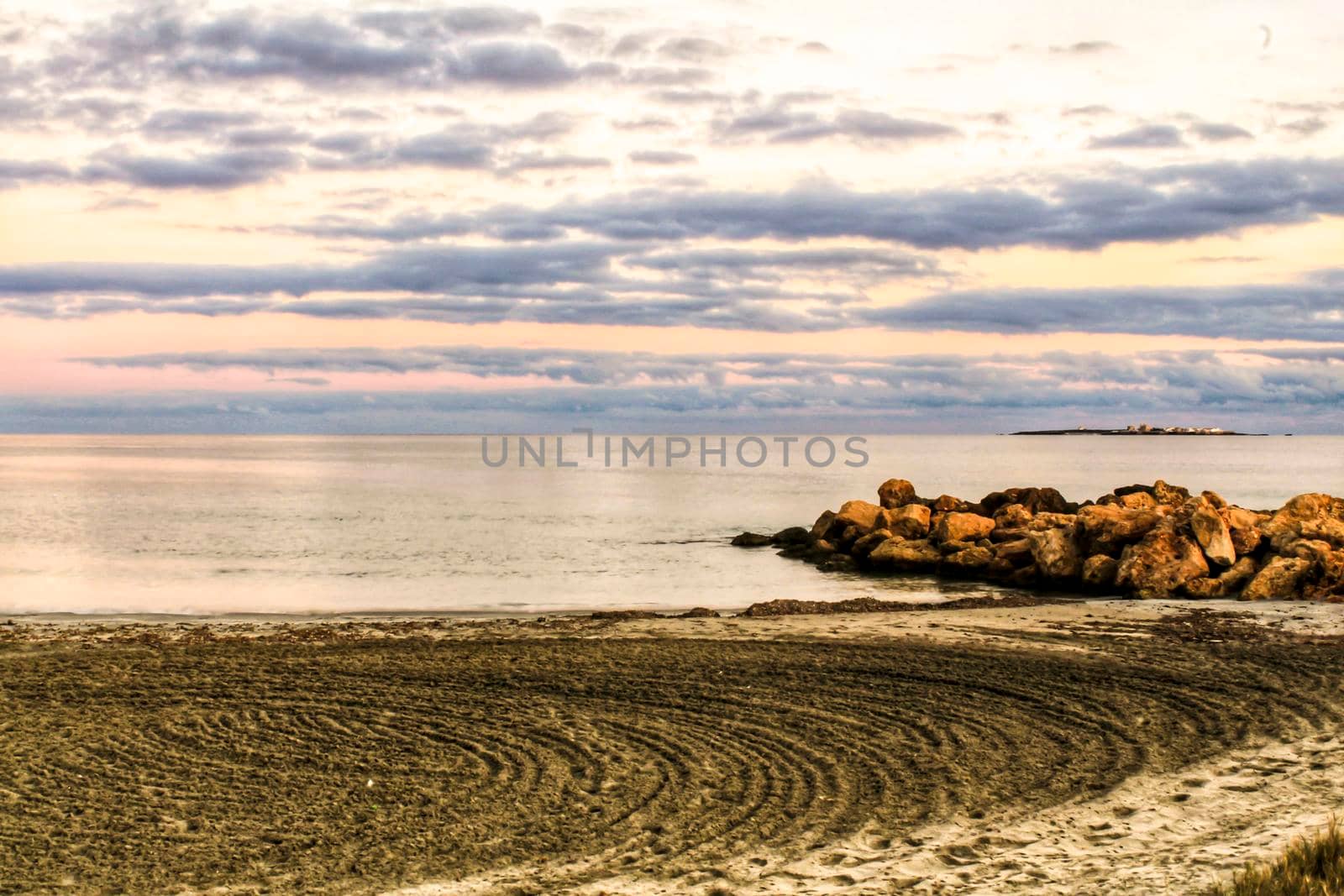 Beautiful Sunset on the beach in Santa Pola, Alicante, Spain