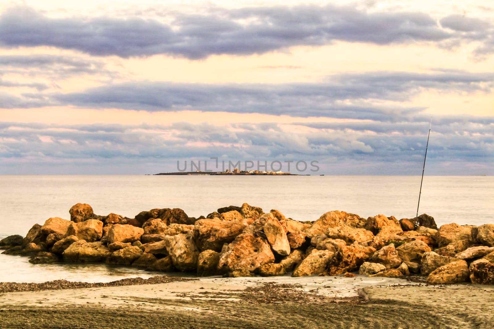 Beautiful Sunset on the beach in Santa Pola, Alicante, Spain
