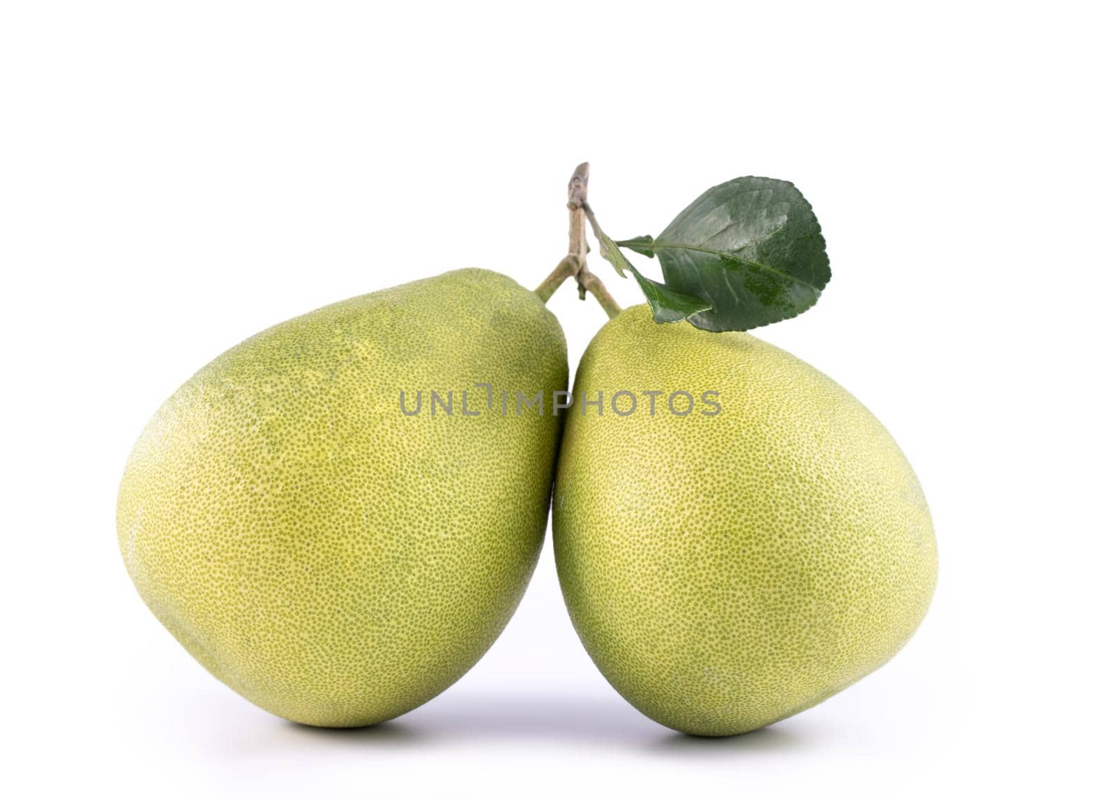 Fresh pomelo, pummelo, grapefruit, shaddock isolated on white background, close up, cut out, clipping path. Fruit for Mid-autumn festival.