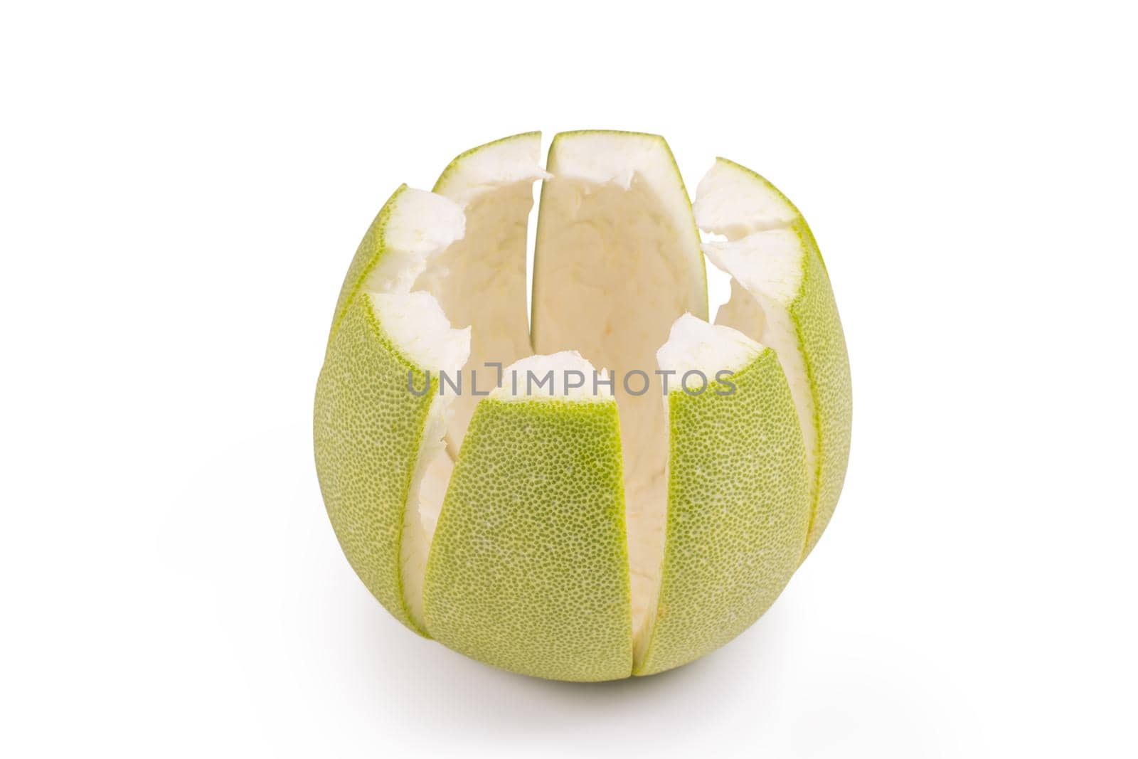 Fresh pomelo, pummelo, grapefruit, shaddock isolated on white background, close up, cut out, clipping path. Fruit for Mid-autumn festival.