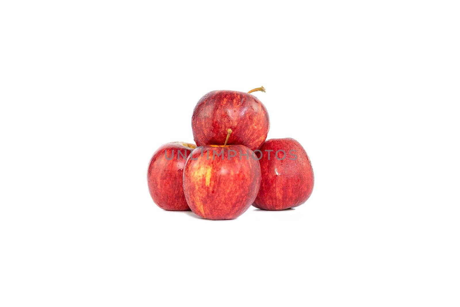 Group of red apples isolated on white background