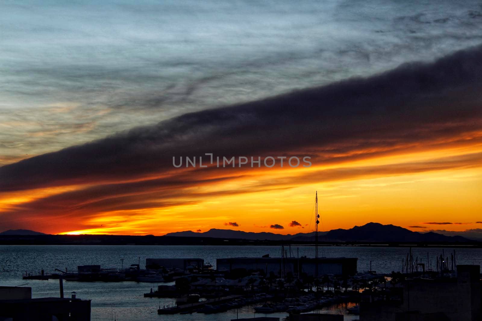 Beautiful Sunset on the beach in Santa Pola, Alicante, Spain