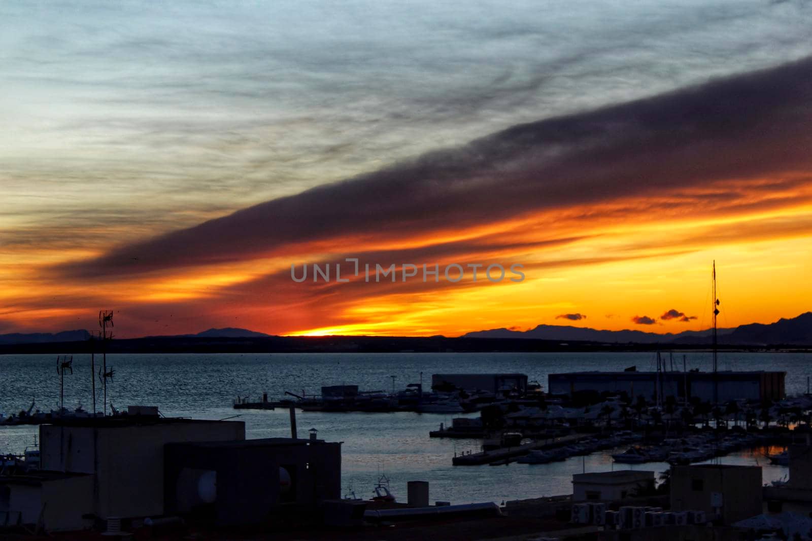 Beautiful Sunset on the beach in Santa Pola, Alicante, Spain