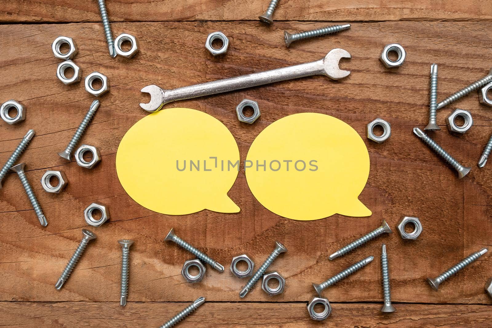 New Ideas, Brainstoming For Maintenance Planning, Repairing Solutions, Construction Project, Creative Thinking Nut And Bolts Pattern, Toolbox Implements by nialowwa