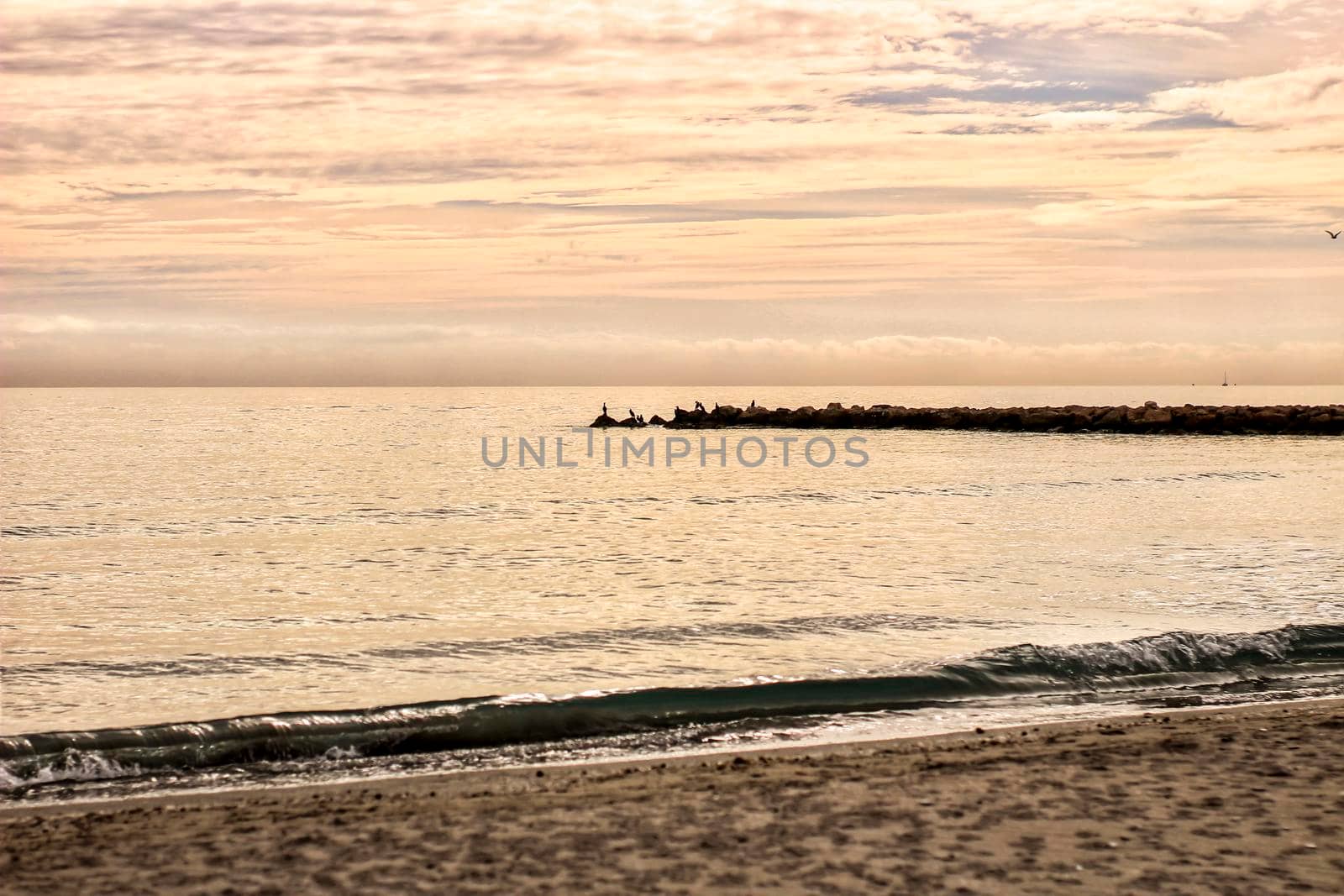 Beach at sunset in Santa Pola, Alicante, Spain
