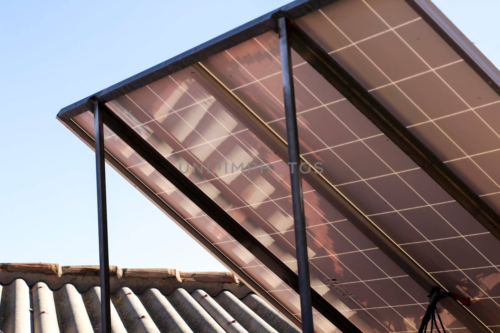 Solar energy plates on the roof at home