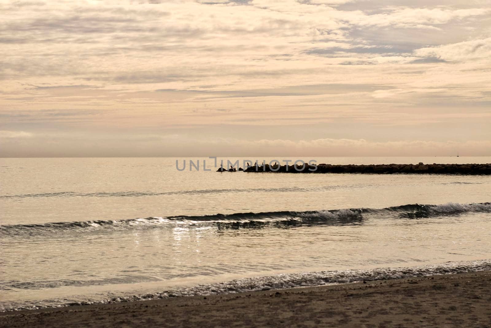 Beach at sunset in Santa Pola, Alicante, Spain