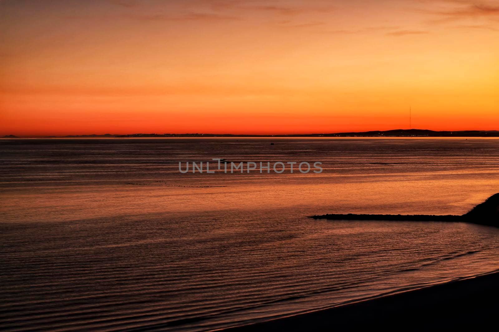 Beautiful and colorful Sunset in Santa Pola, a small fishing village in southern Spain