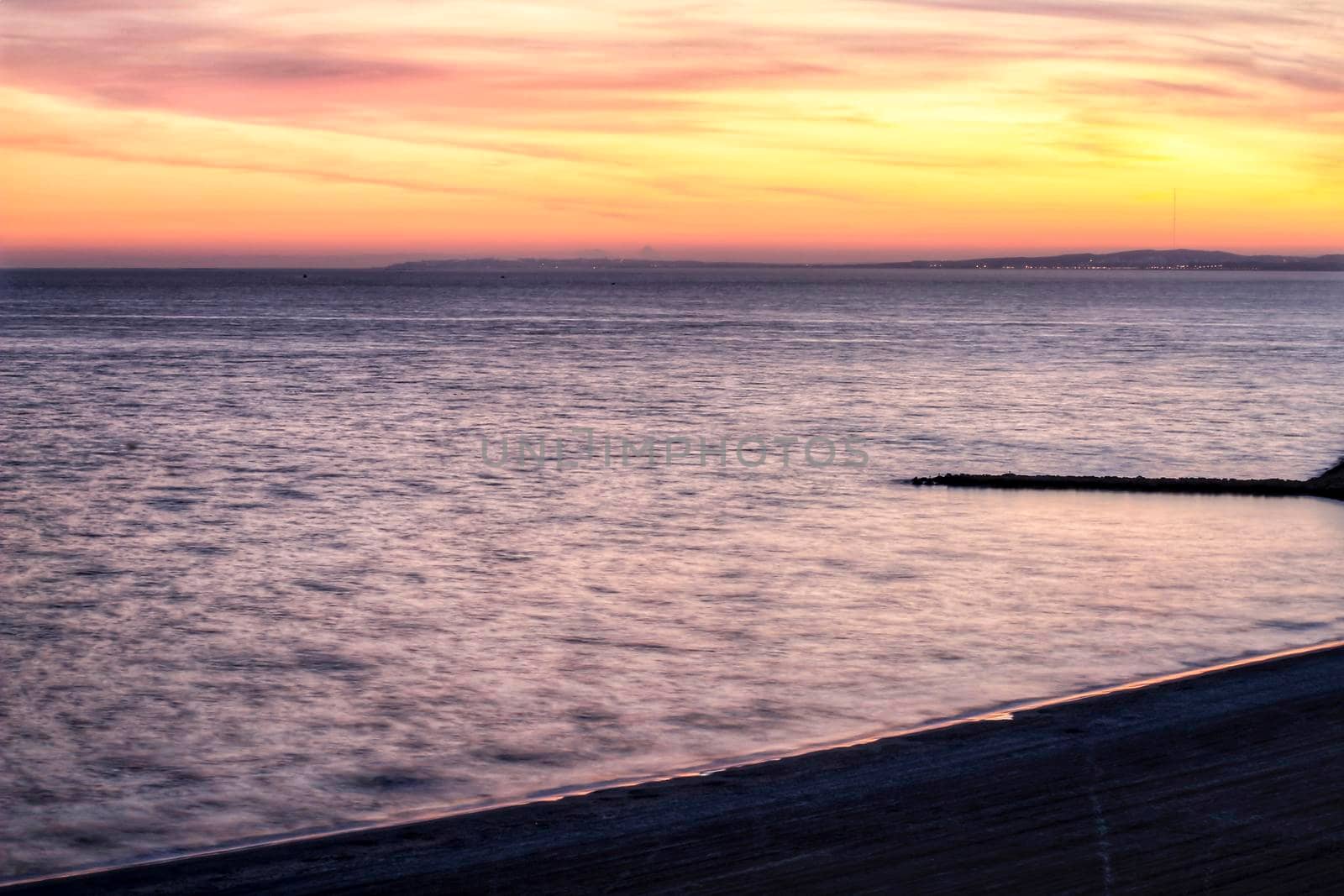 Beautiful and colorful Sunset in Santa Pola, a small fishing village in southern Spain