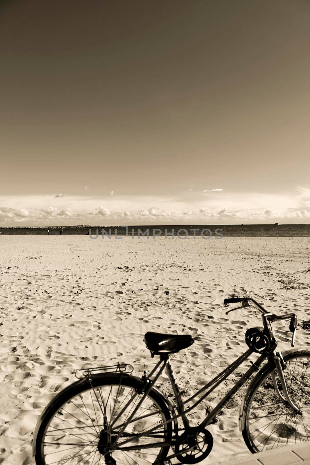 Beautiful Vintage bicycle on the beach in Santa Pola, Spain