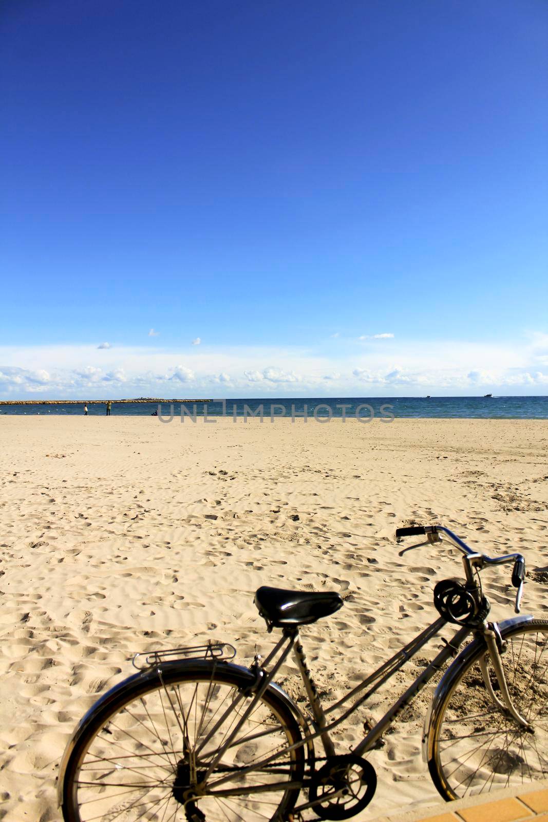 Beautiful Vintage bicycle on the beach in Santa Pola, Spain