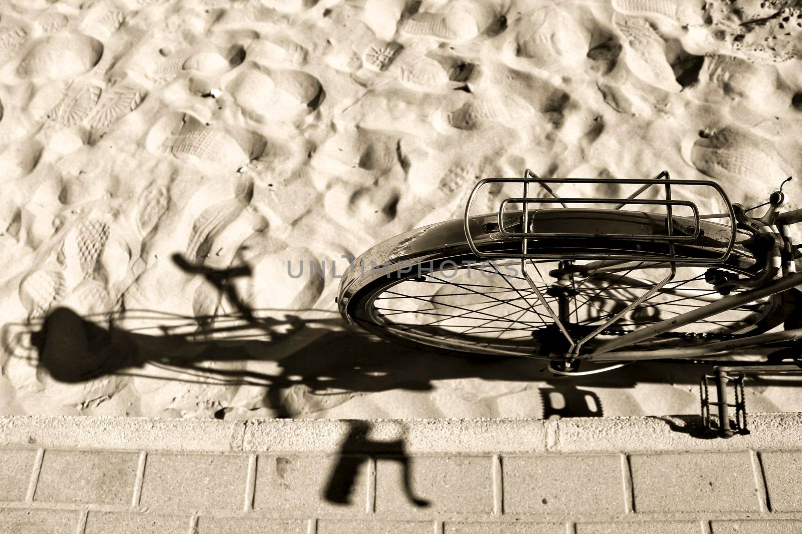 Beautiful Vintage bicycle on the beach in Santa Pola, Spain