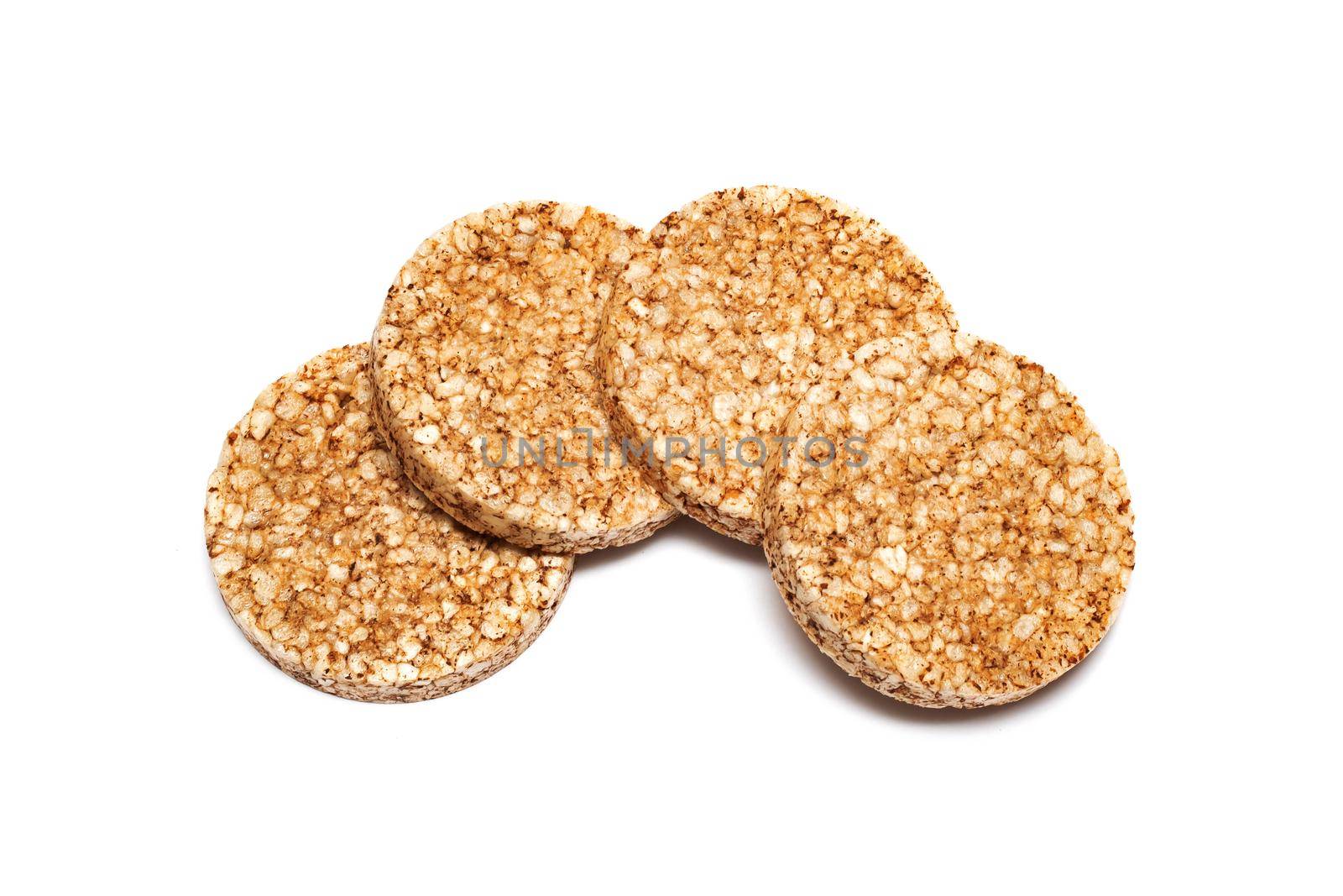Buckwheat bread diet food close up, isolated on white background