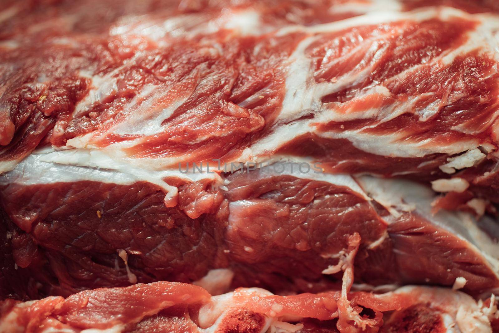 fresh raw meat, closeup view by nikkytok