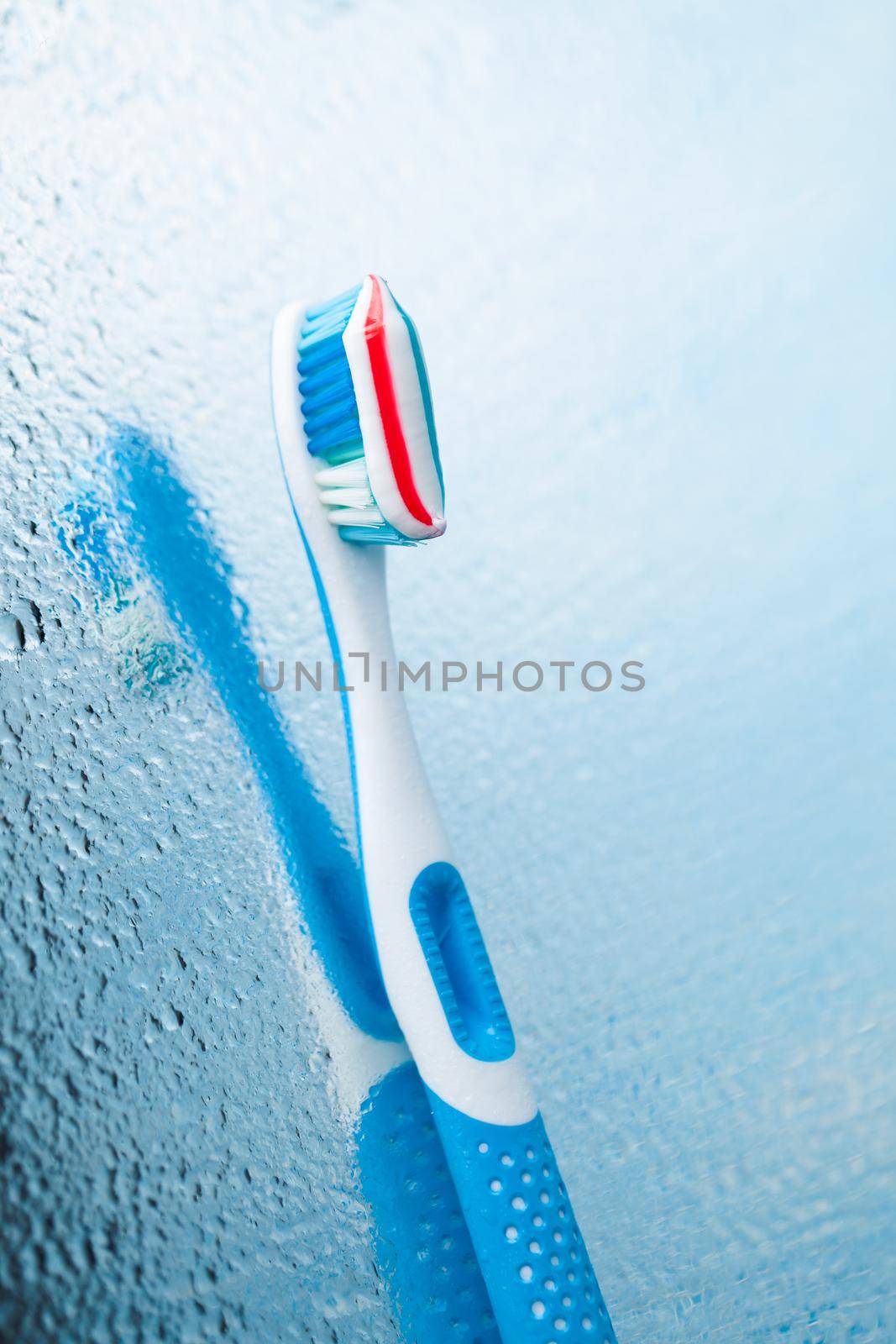 toothbrush with red stripe toothpaste by nikkytok