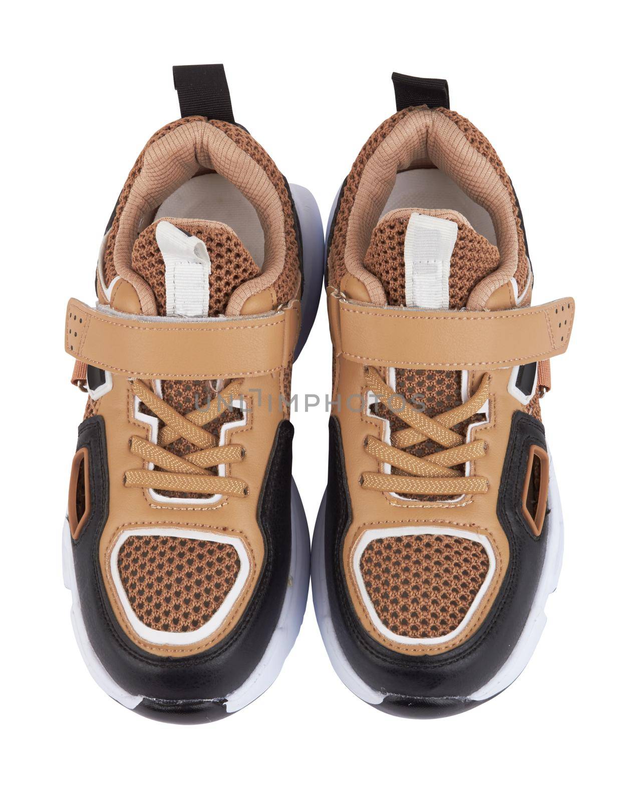 Brown sneakers isolated on a white background