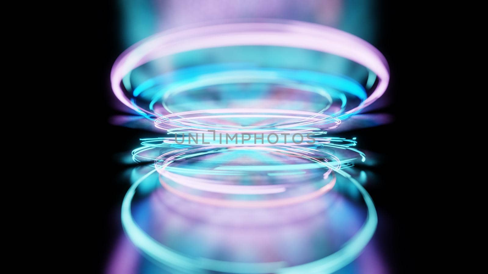 Glowing lines and reflection, abstract background. 3d illustration