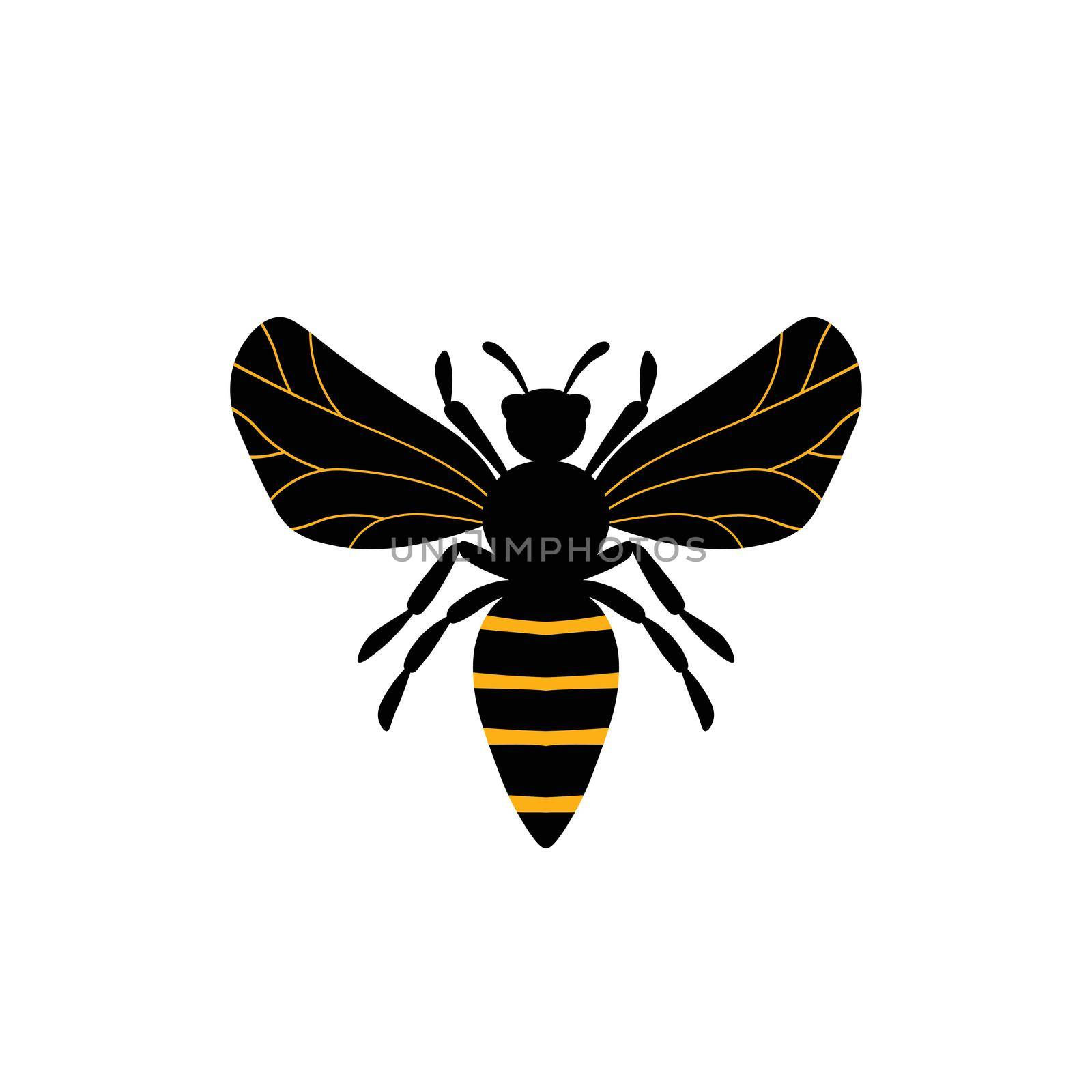 Cartoon bee mascot. A small bees flies. Wasp collection. Vector characters. Incest icon. Template design for invitation, cards. Doodle style.