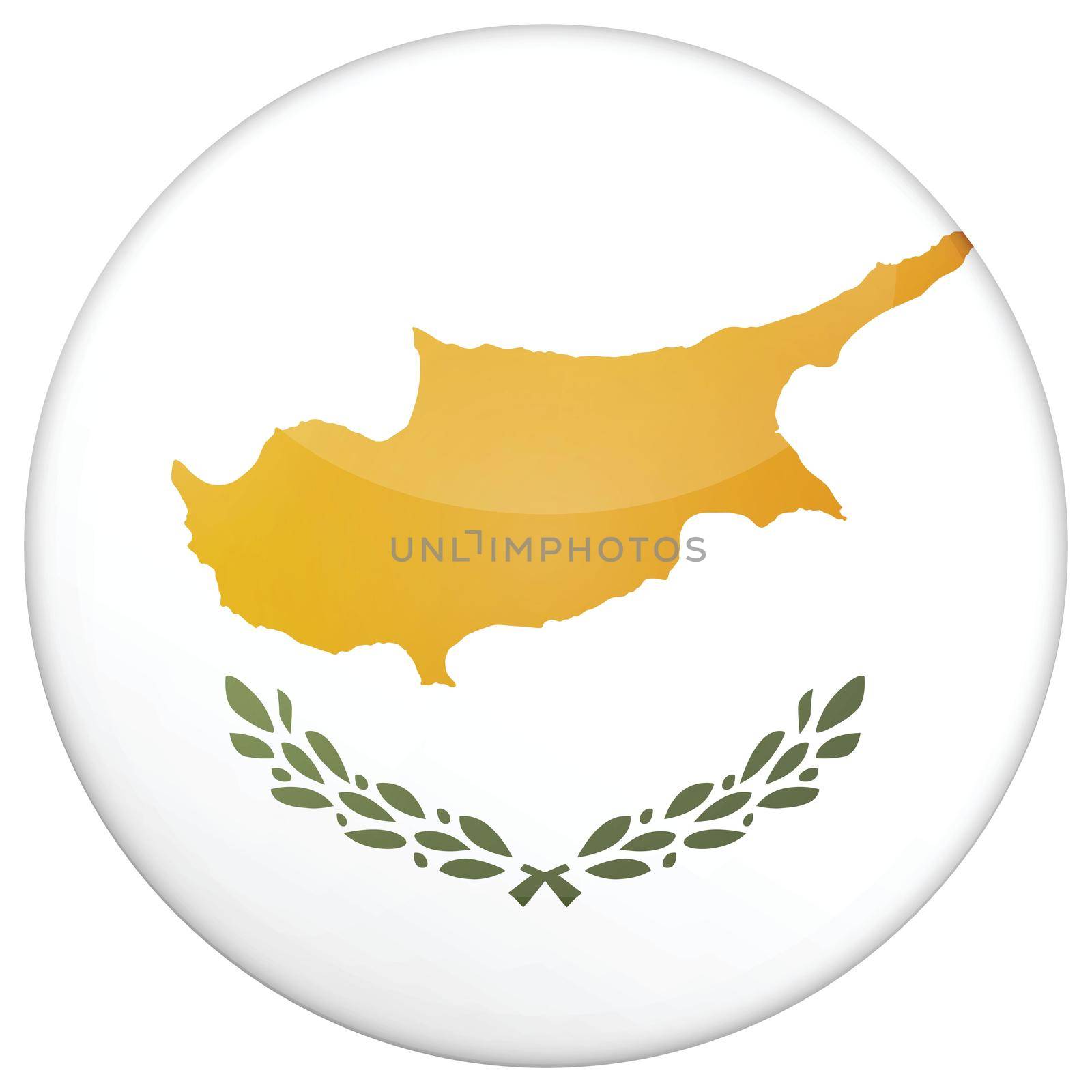 Glass light ball with flag of Cyprus. Round sphere, template icon. National symbol. Glossy realistic ball, 3D abstract vector illustration highlighted on a white background. Big bubble by allaku