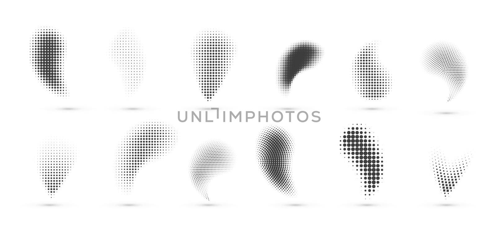 Halftone gradient shapes. Dots comic effect. Vector illustration by Elena_Garder