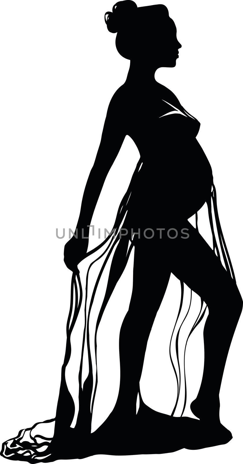 Pregnant Girl Showing Her Belly Vector Illustration