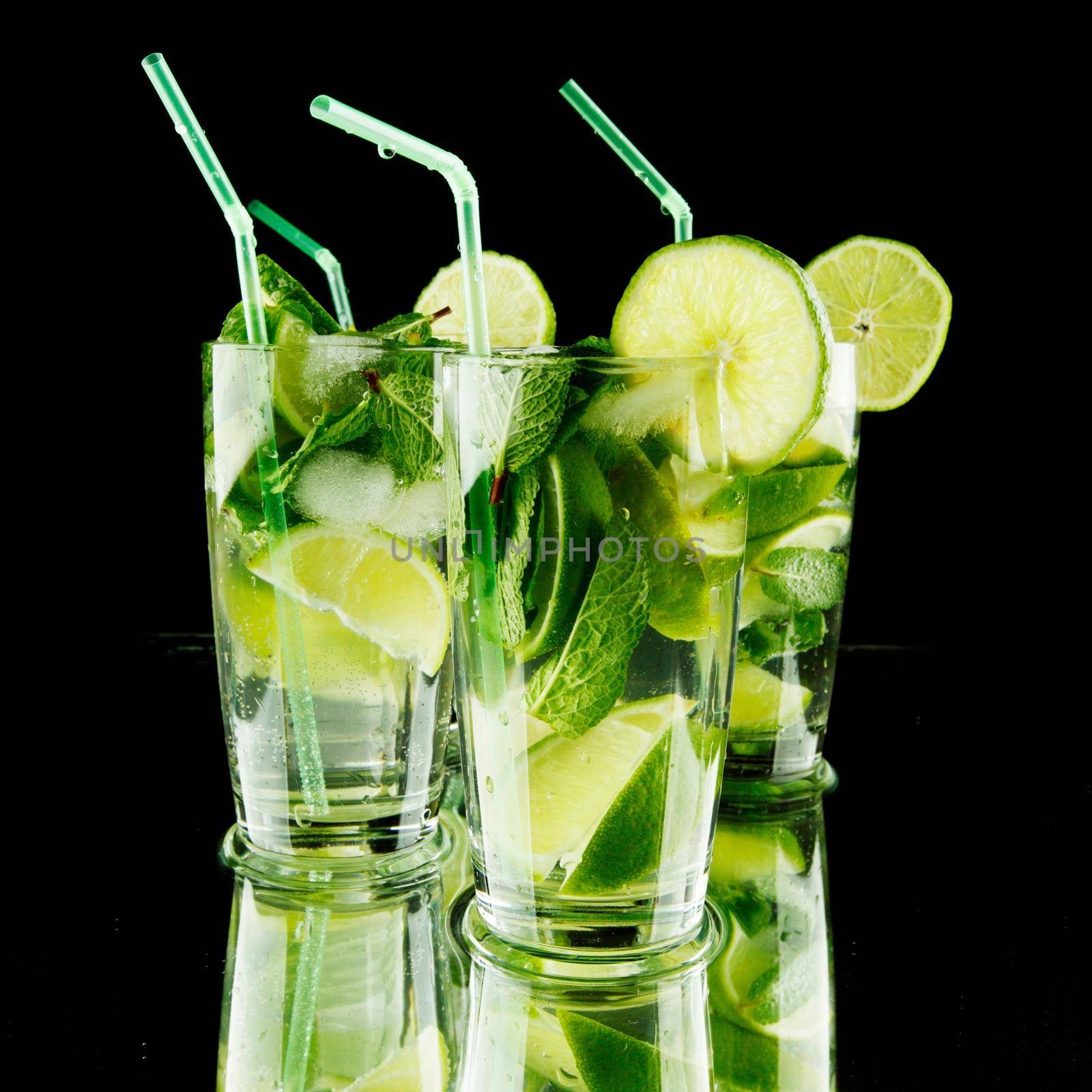 Mojito cocktails on black by Yellowj