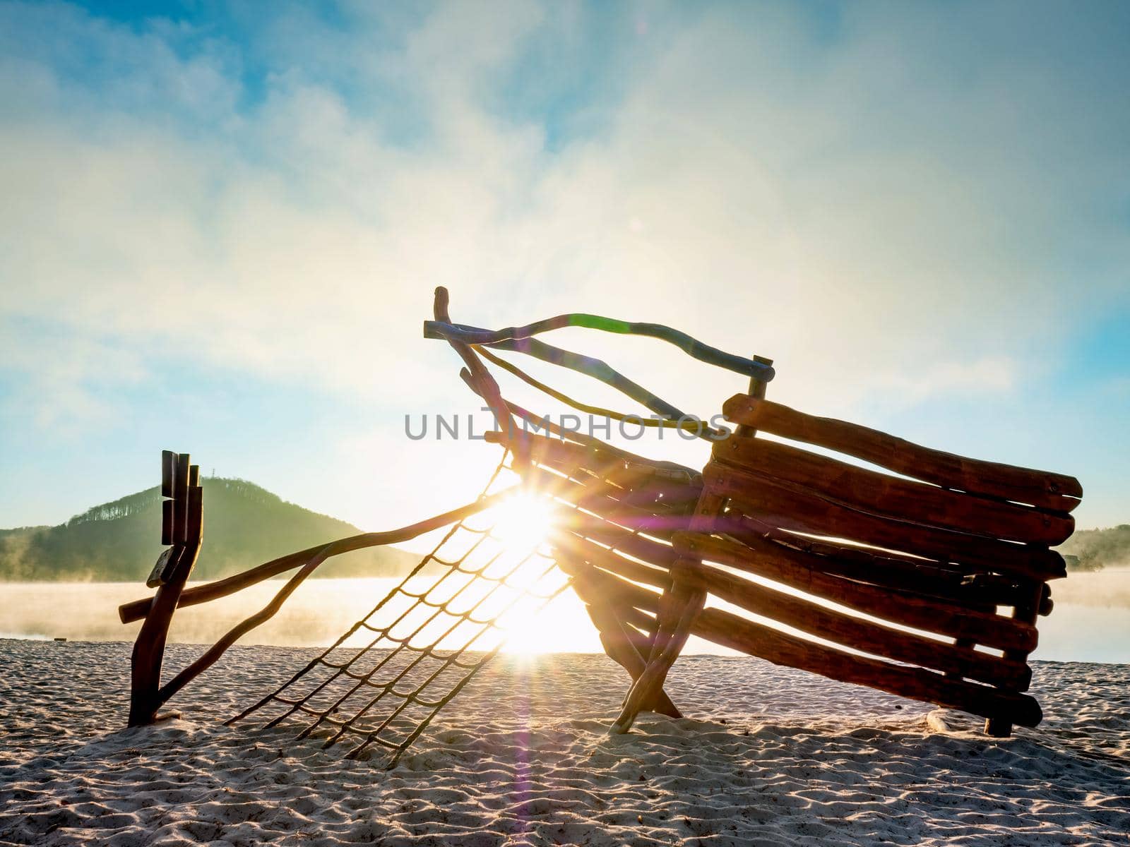 Child wooden playground place in resort near sea. by rdonar2