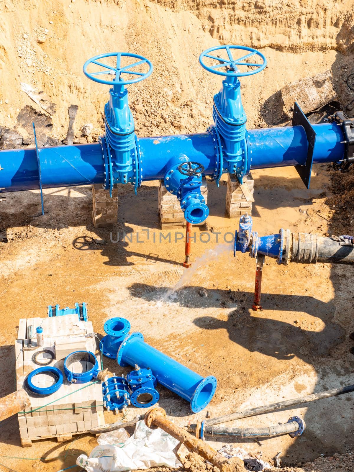 Large Underground Pipe fot water supply. Pipeline connection of desert town.  by rdonar2