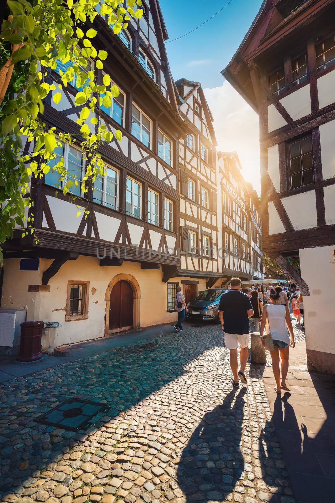 Cafes on street of Strasbourg in the morning, France