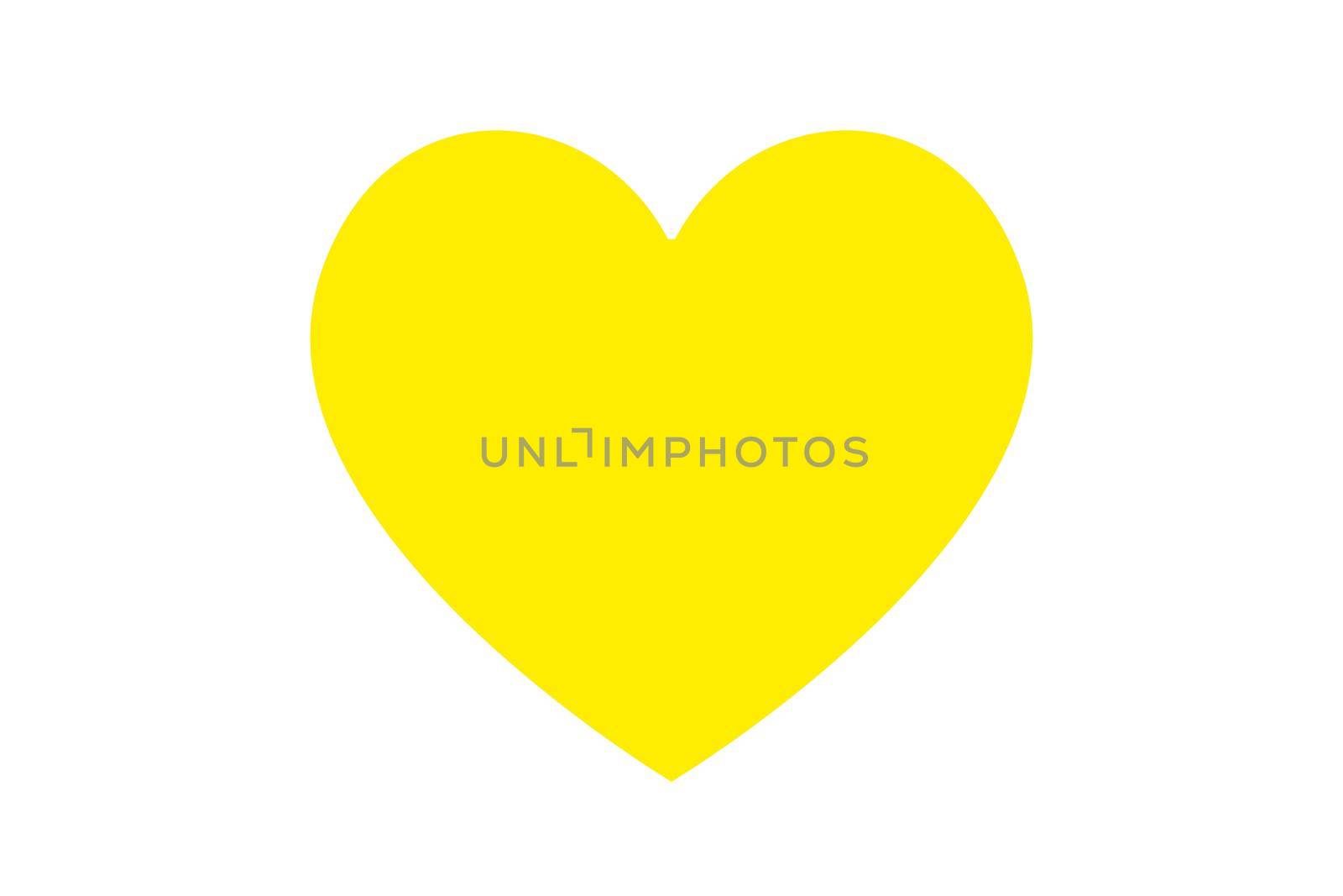 Yellow heart illustration over white. Love symbol icon. Valentine's Day. Wedding.