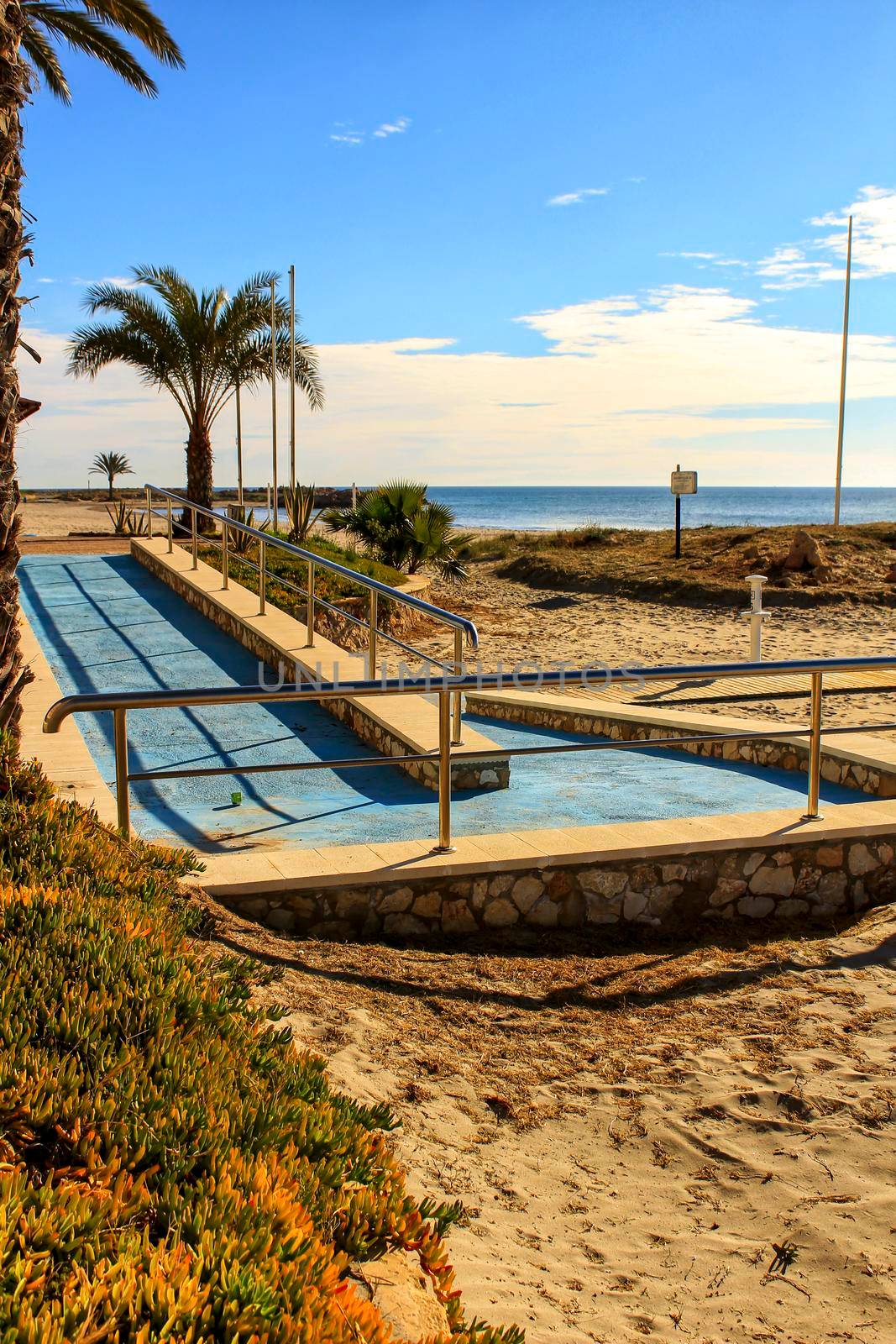 Beach with access for disabled people in southern Spain, Santa Pola, Alicante