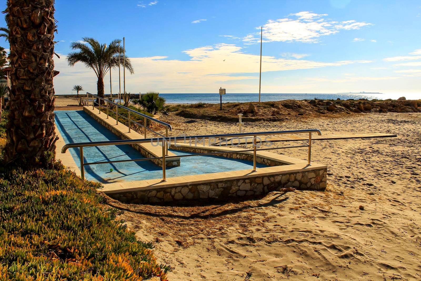 Beach with access for disabled people in southern Spain, Santa Pola, Alicante