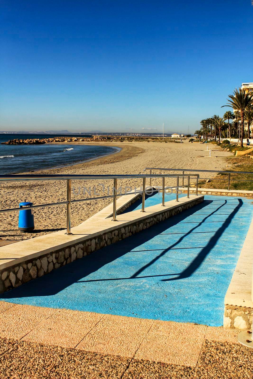 Beach with access for disabled people in southern Spain, Santa Pola, Alicante