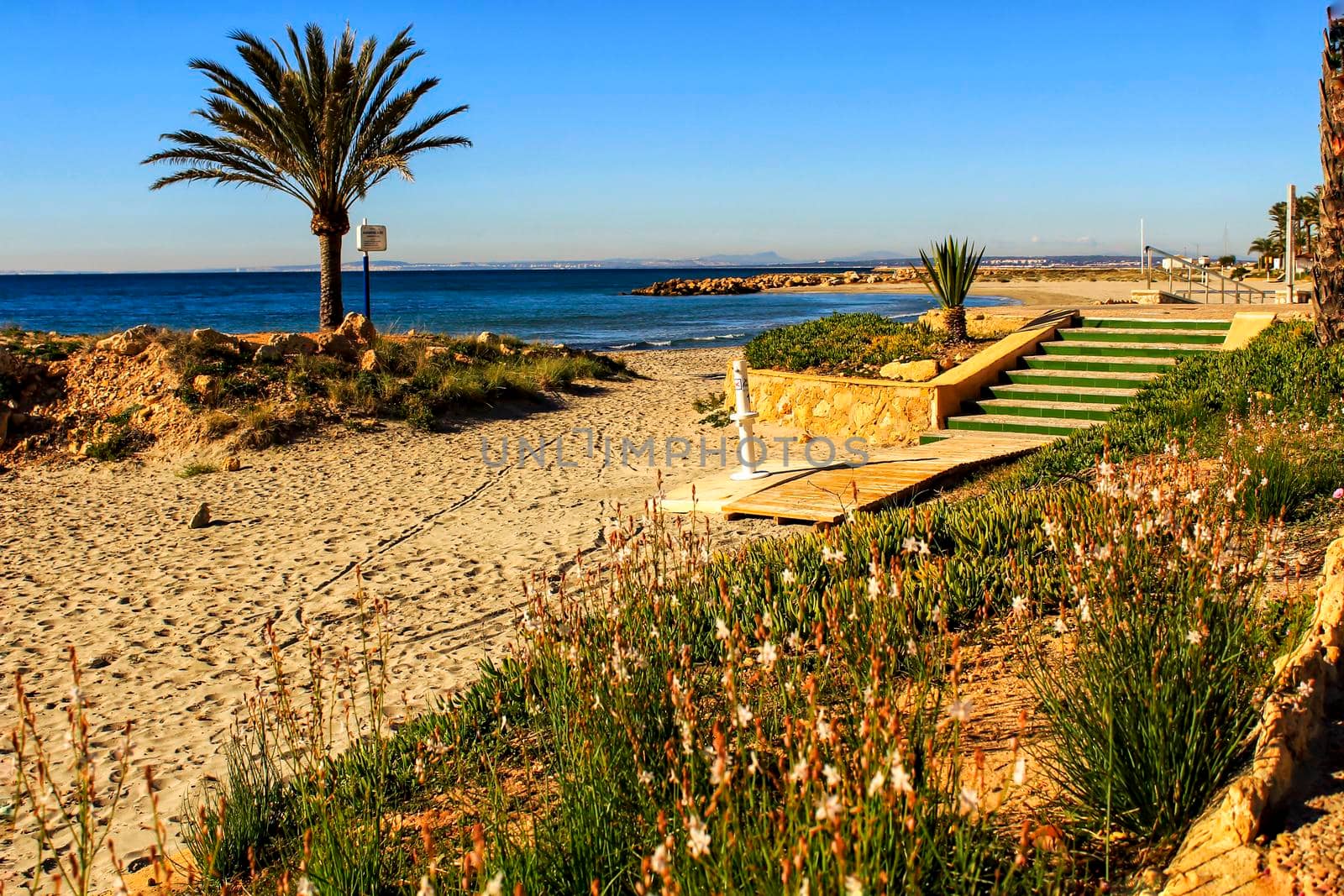 Beach in the morning in Southern Spain, Santa Pola, Alicante