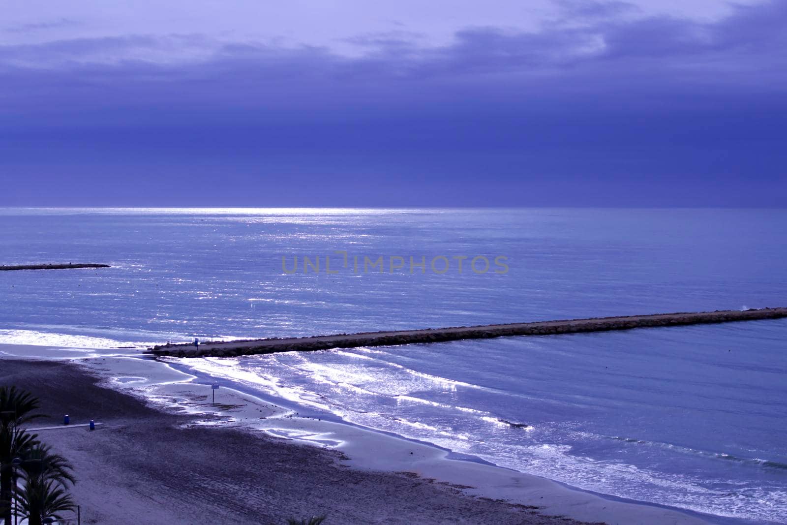 Spectacular and colorful morning in the bay of Santa Pola, Alicante, Spain in autumn