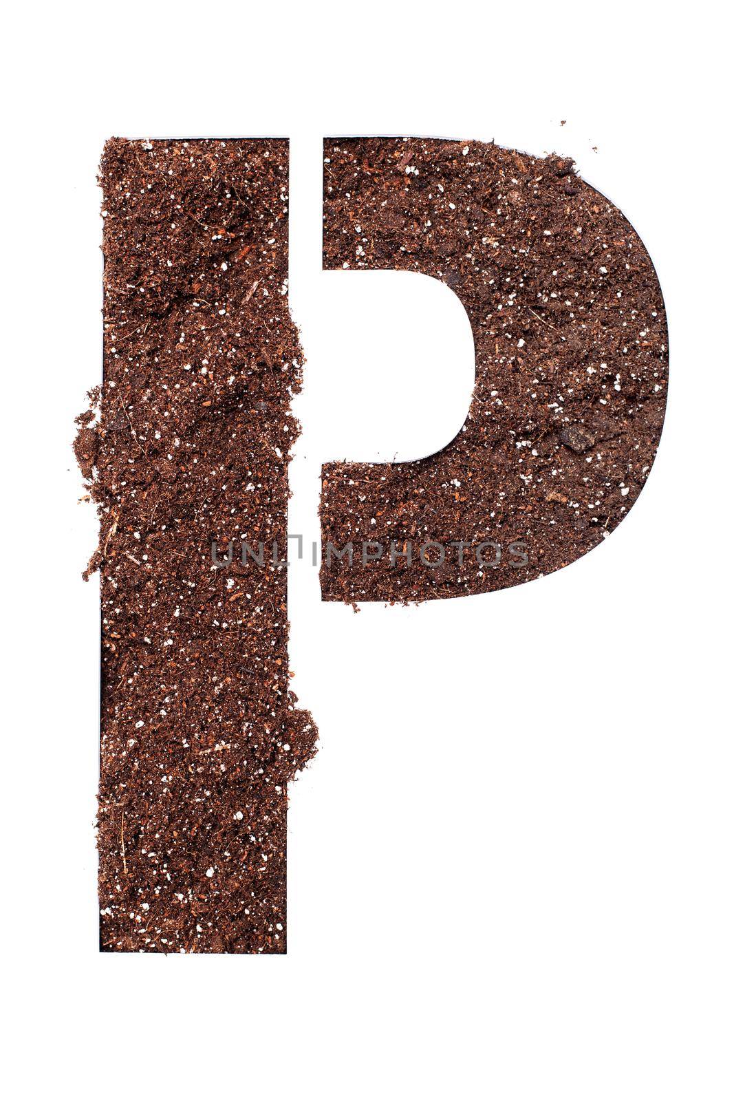 stencil letter P made above dirt on white surface by kokimk