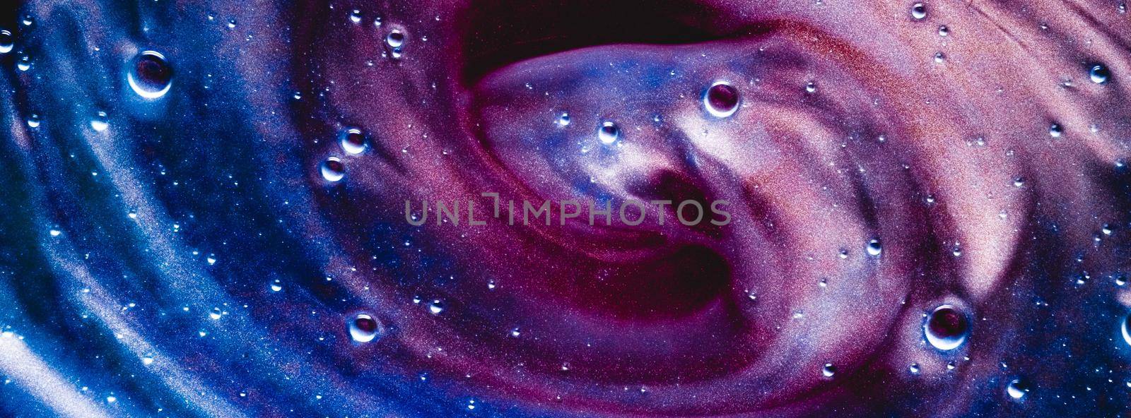 Abstract liquid banner background, paint splash, swirl pattern and water drops, beauty gel and cosmetic texture, contemporary magic art and science as luxury flatlay design.