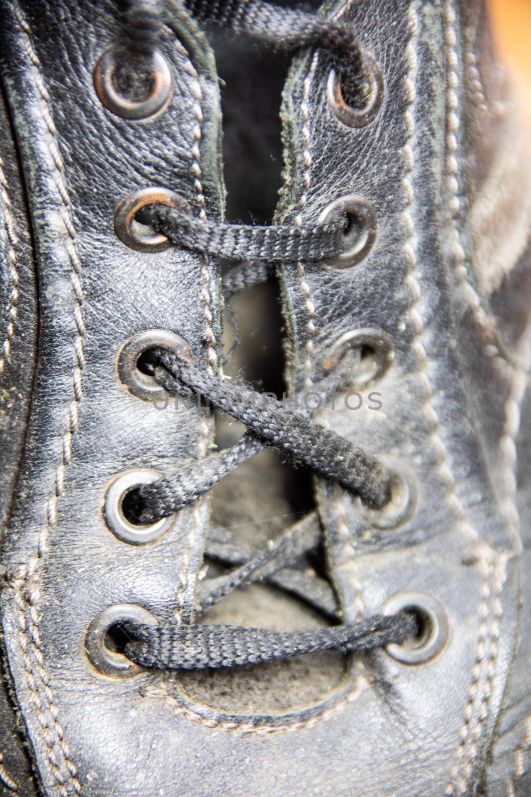 Close up of a shoe with laces and laces