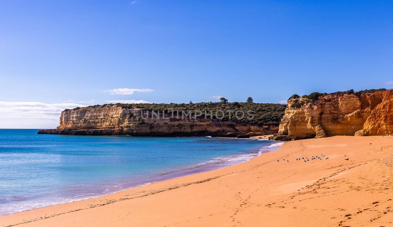 Beach and cliffs of Senhora da rocha, in Lagoa, Algarve, Portugal