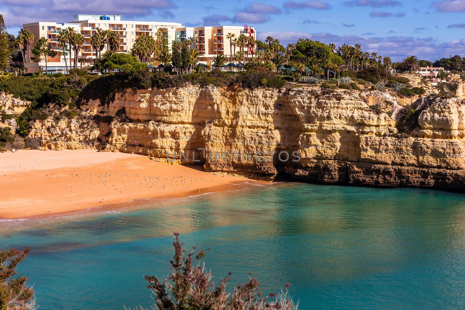 Beach and cliffs of Senhora da rocha, in Lagoa, Algarve, Portugal