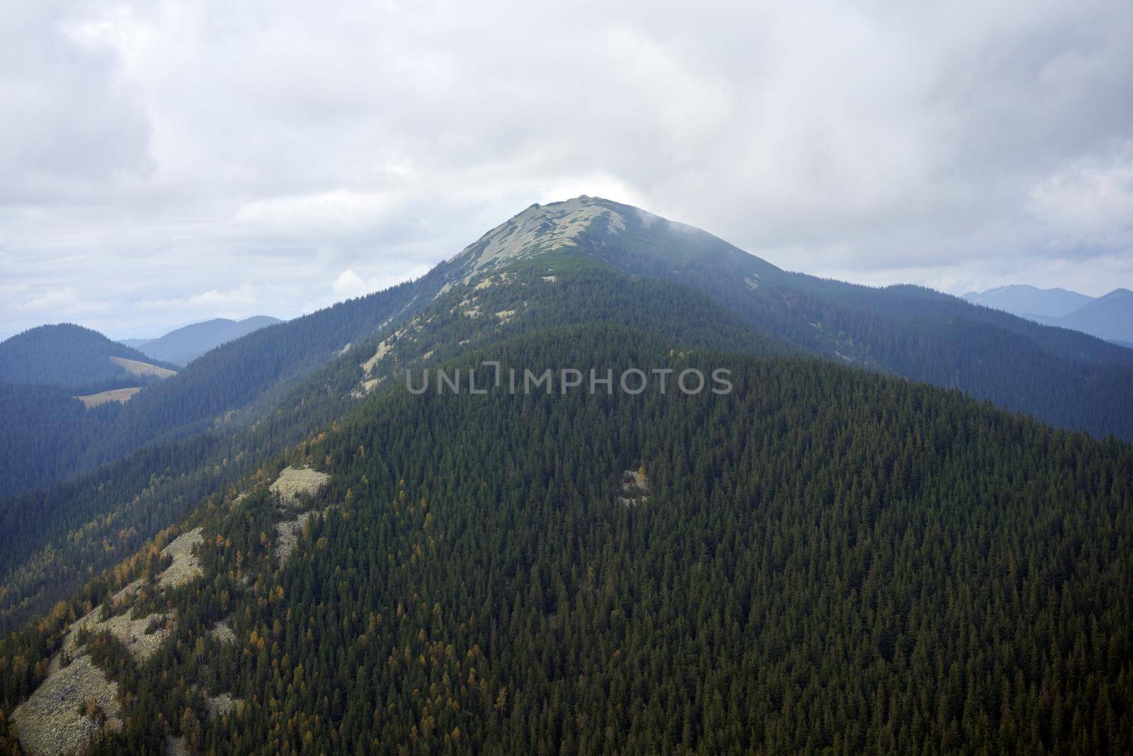 mountain landscape with cloud sky Carpathian Ukraine Beautiful landscape view