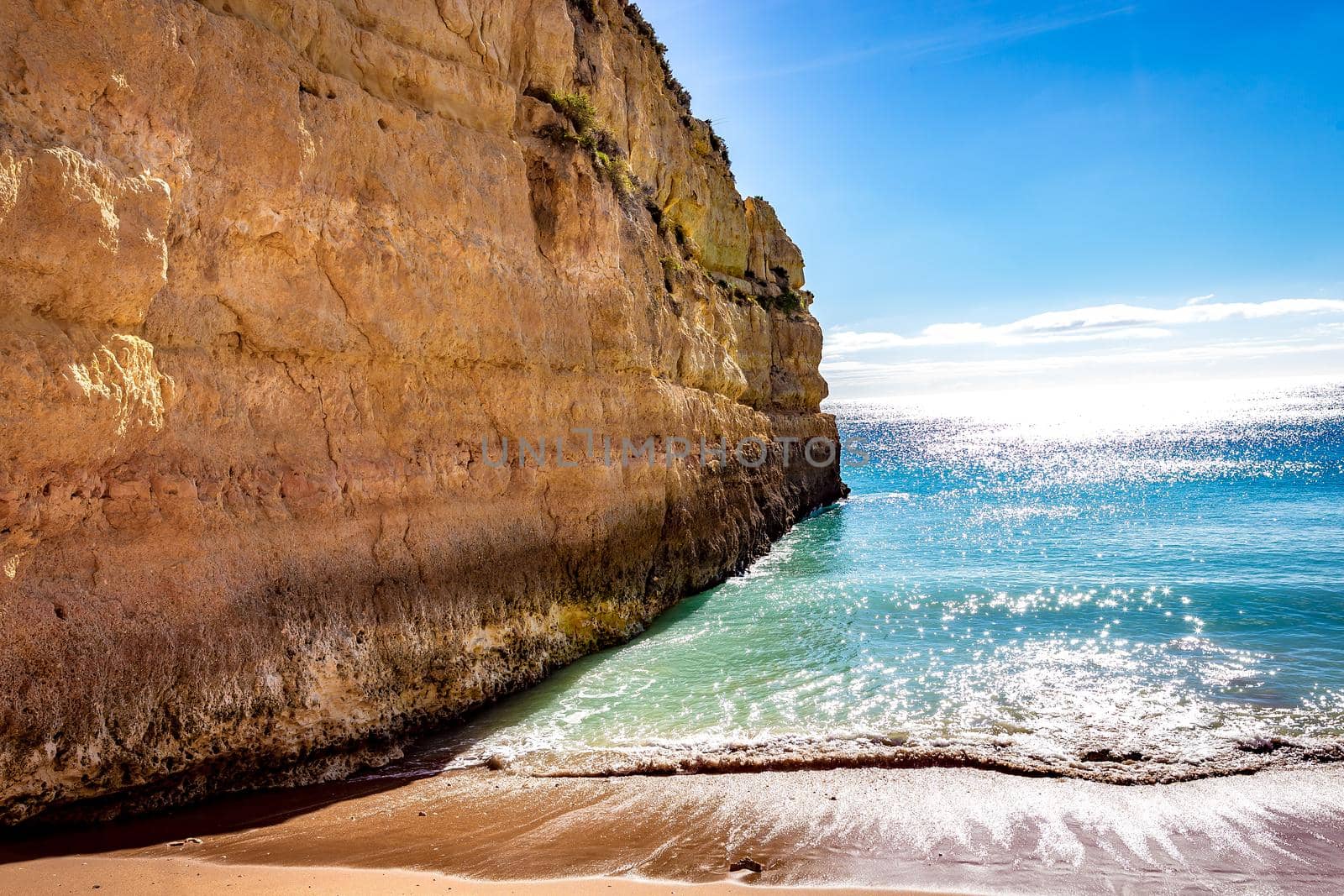 Beach and cliffs of Senhora da rocha, in Lagoa, Algarve, Portugal