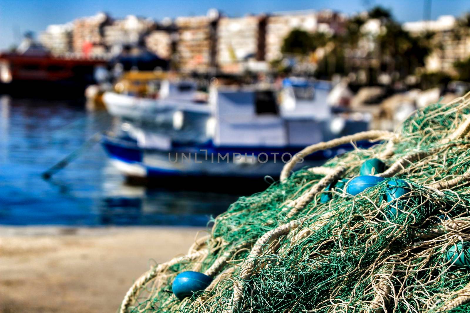 Fishing nets background in the port of Santa Pola, Alicante