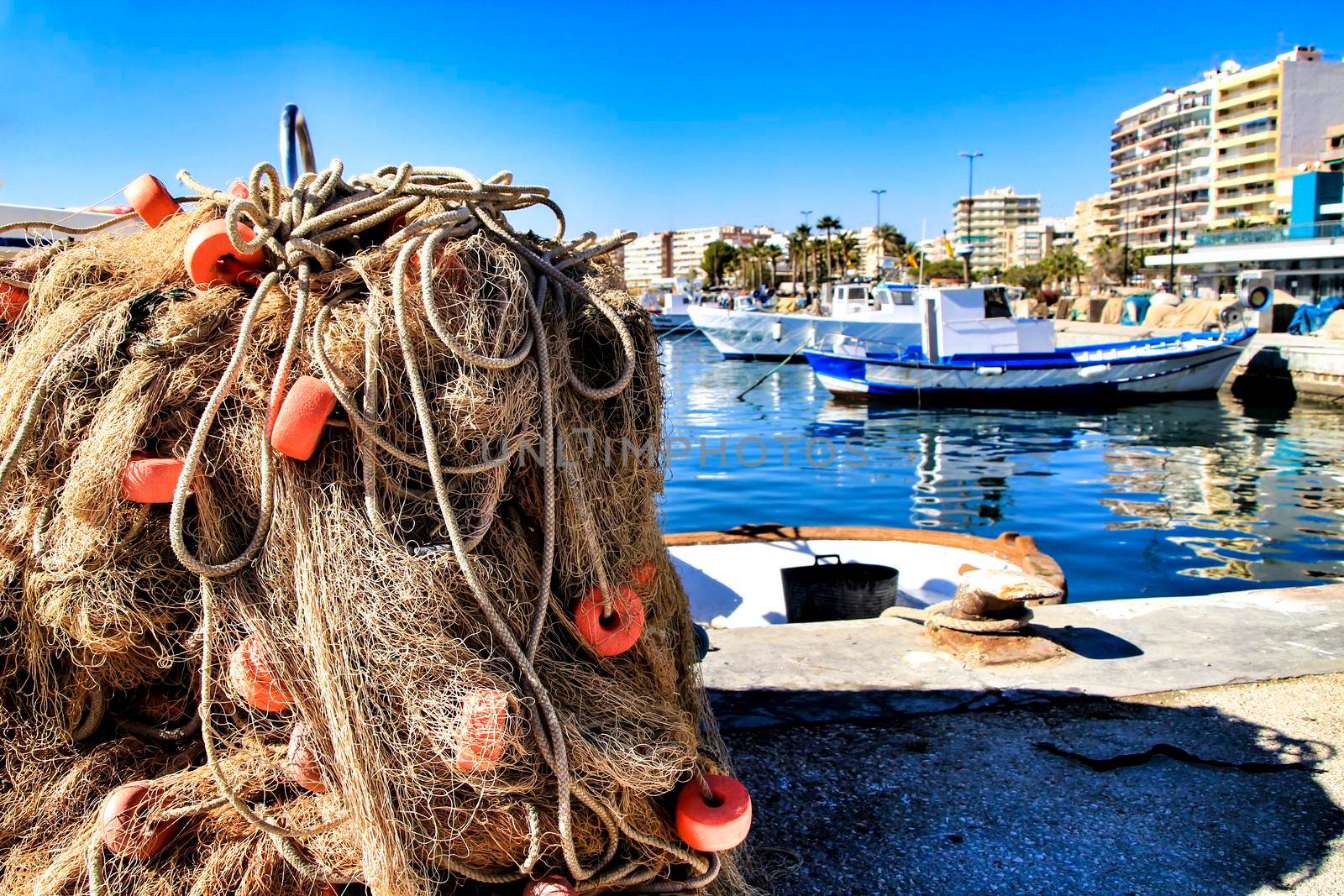 Fishing nets background in the port of Santa Pola, Alicante
