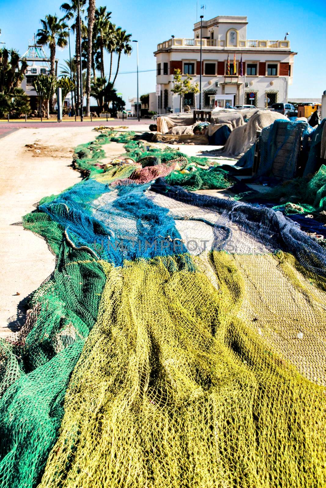 Fishing nets background in the port of Santa Pola, Alicante