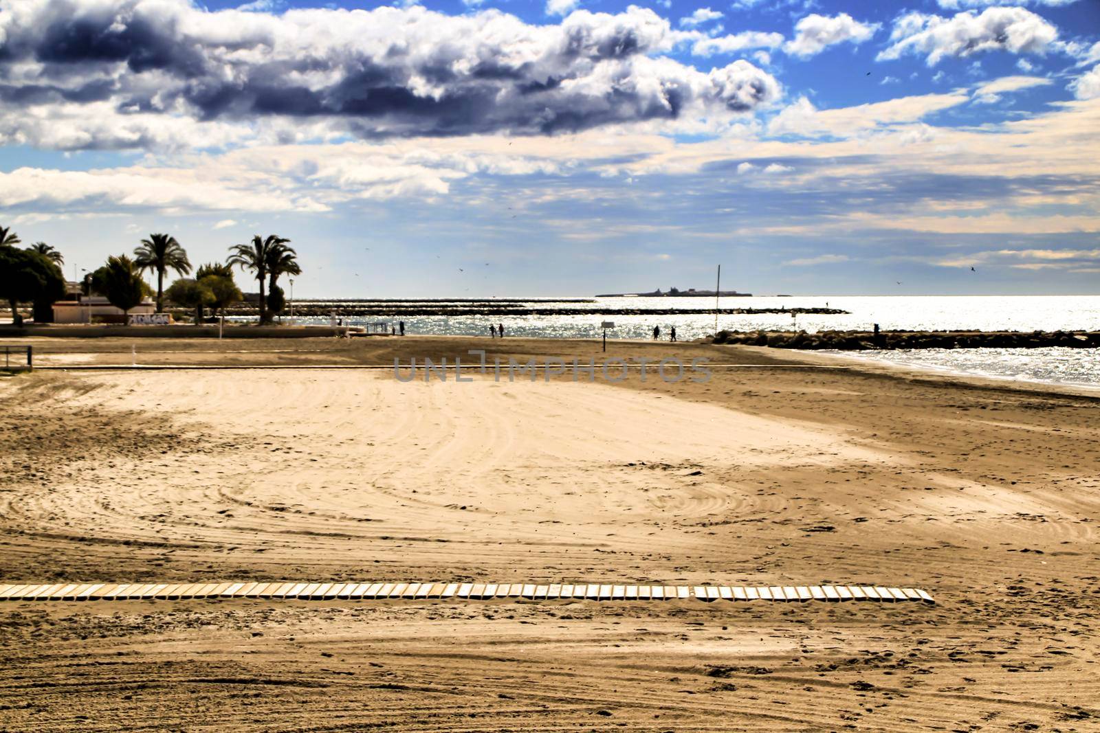 Beach in the morning in Santa Pola, a small fishing village in southern Spain