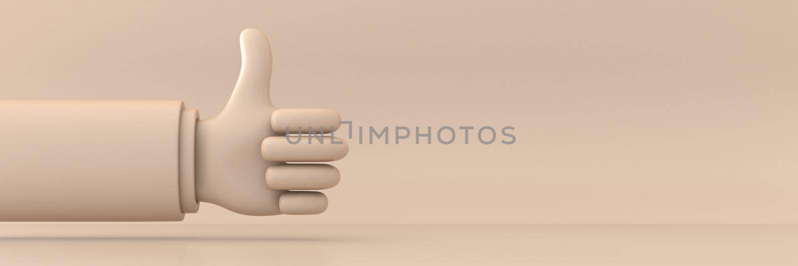 OK Thumb up sign 3D rendering on brown background