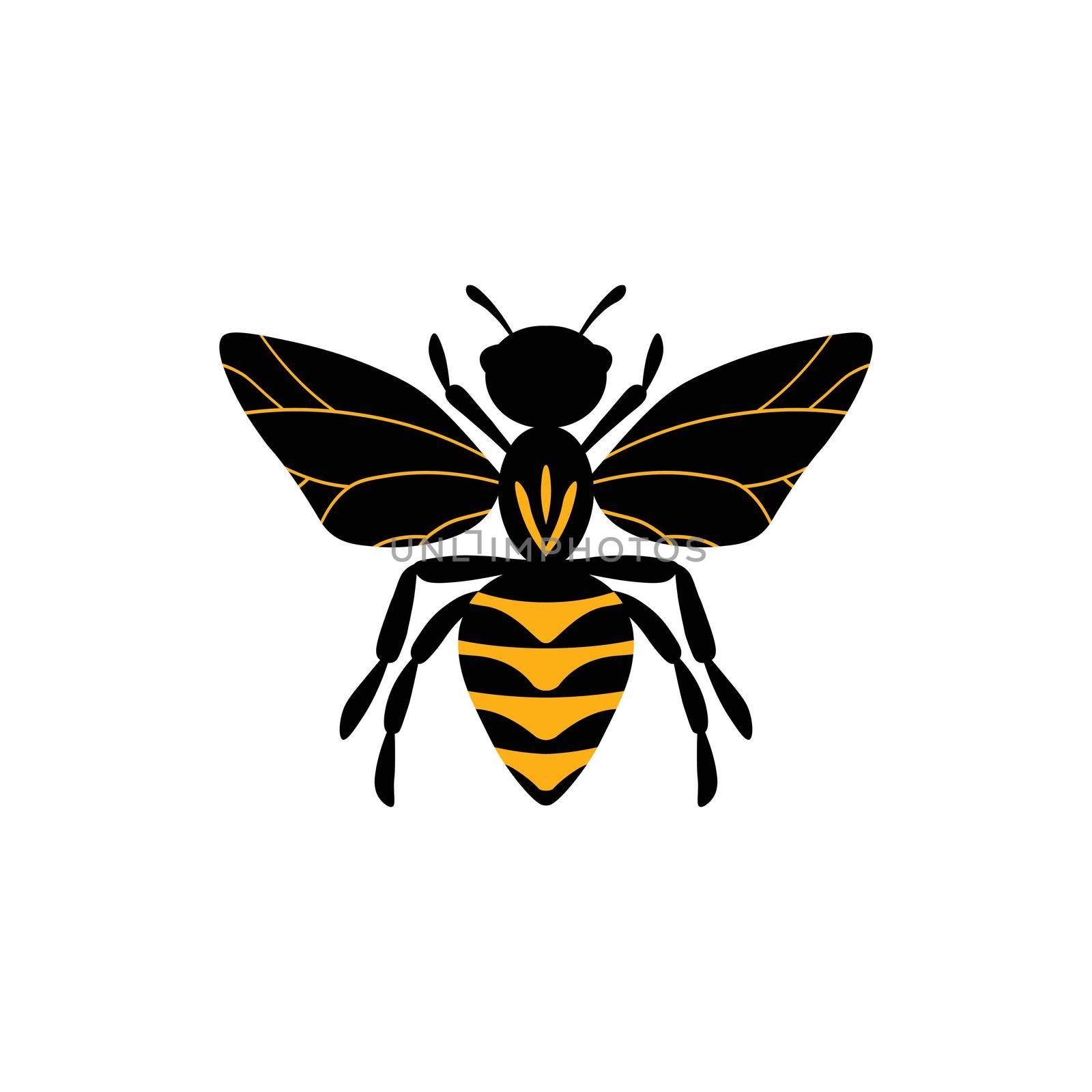 Cartoon bee mascot. A small bees flies. Wasp collection. Vector characters. Incest icon. Template design for invitation, cards. Doodle style by allaku